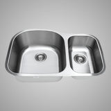 32" Eustis Stainless Steel 70/30 Offset Double-Bowl Undermount Sink