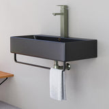 32" Lesage Wall-Mount Black Vitreous China Sink with Black Powdercoat Steel Towel Bar