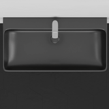 32" Lesage Wall-Mount Black Vitreous China Sink with Black Powdercoat Steel Towel Bar