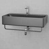 32" Lesage Wall-Mount Black Vitreous China Sink with Black Powdercoat Steel Towel Bar