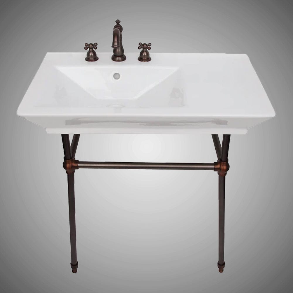 32" Lydia Fireclay Console Bathroom Sink with Brass Stand