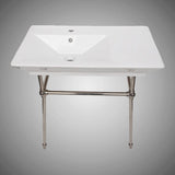 32" Lydia Fireclay Console Bathroom Sink with Brass Stand
