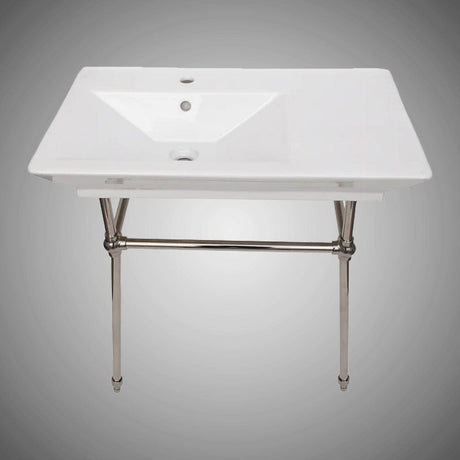 32" Lydia Fireclay Console Bathroom Sink with Brass Stand