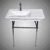 32" Lydia Fireclay Console Bathroom Sink with Brass Stand