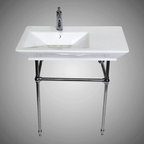 32" Lydia Fireclay Console Bathroom Sink with Brass Stand