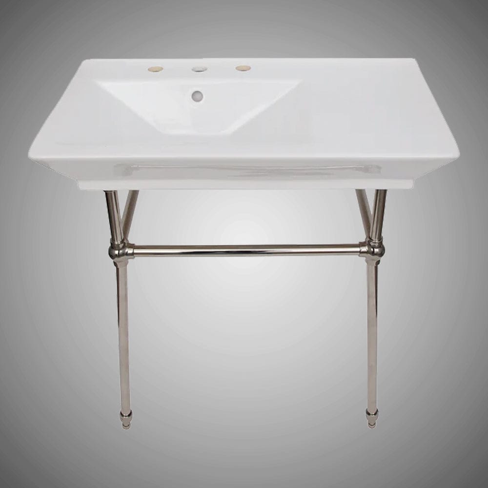 32" Lydia Fireclay Console Bathroom Sink with Brass Stand