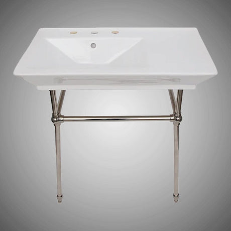 32" Lydia Fireclay Console Bathroom Sink with Brass Stand