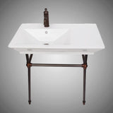 32" Lydia Fireclay Console Bathroom Sink with Brass Stand
