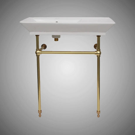 32" Lydia Fireclay Console Bathroom Sink with Brass Stand