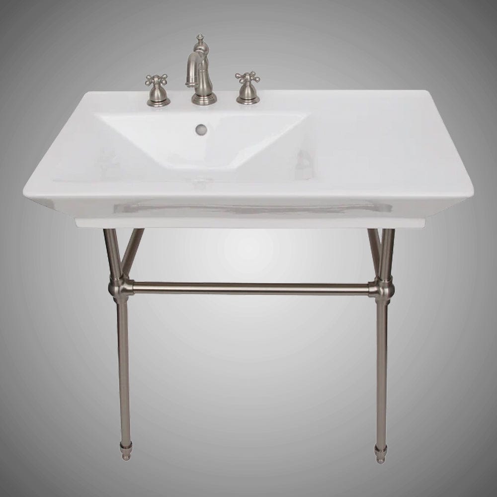32" Lydia Fireclay Console Bathroom Sink with Brass Stand