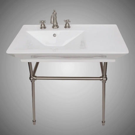 32" Lydia Fireclay Console Bathroom Sink with Brass Stand