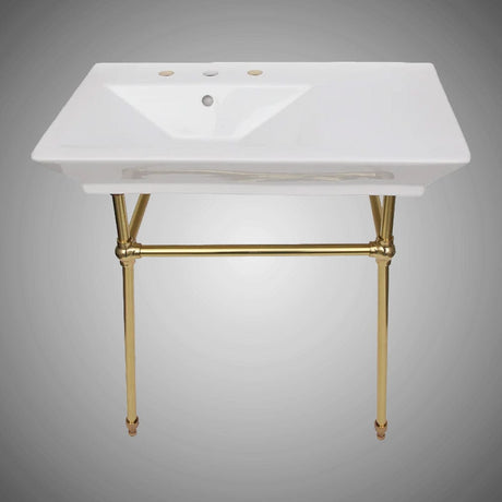 32" Lydia Fireclay Console Bathroom Sink with Brass Stand