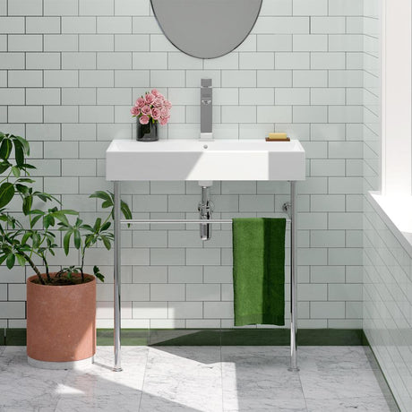 32" Orma Vitreous China Console Bathroom Sink with Steel Stand