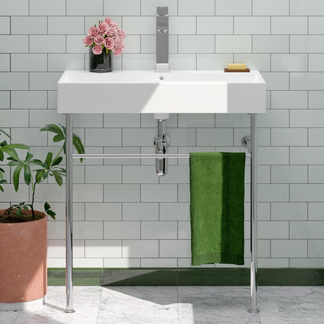 32" Orma Vitreous China Console Bathroom Sink with Steel Stand