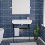 32" Zapa Fireclay Console Bathroom Sink with Steel Stand