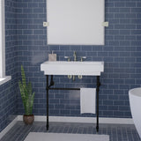 32" Zapa Fireclay Console Bathroom Sink with Steel Stand