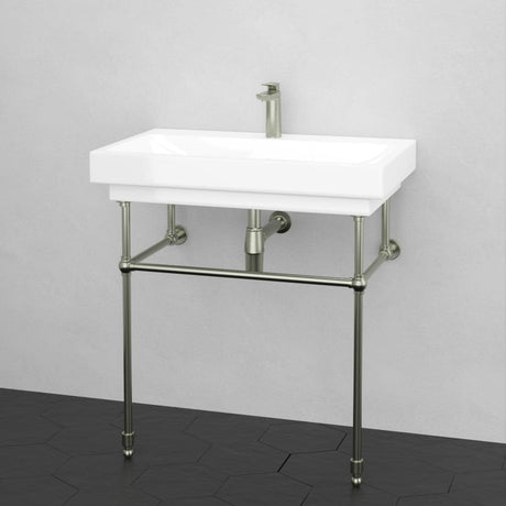32" Zapa Fireclay Console Bathroom Sink with Steel Stand