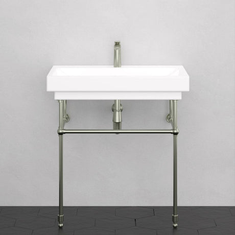 32" Zapa Fireclay Console Bathroom Sink with Steel Stand