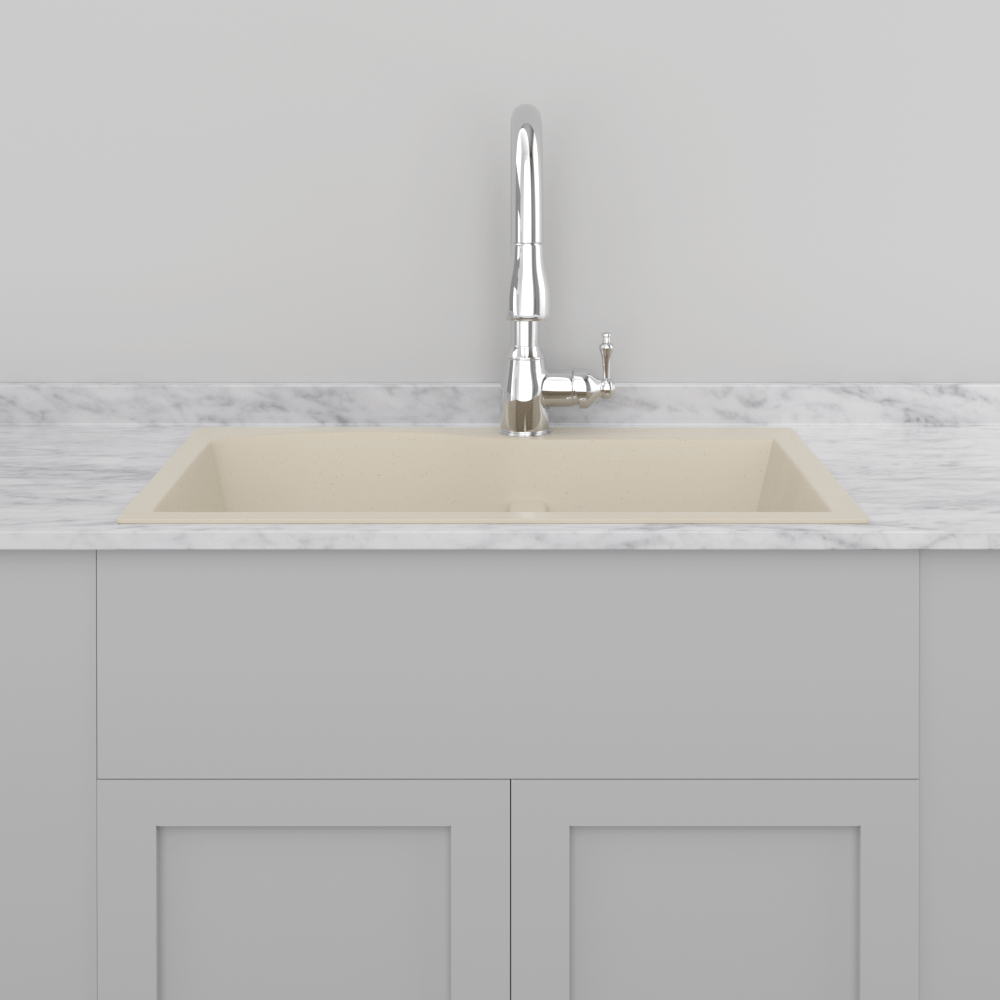 33" Bysen 60/40 Offset Double-Bowl  Granite Composite Sink - Beige