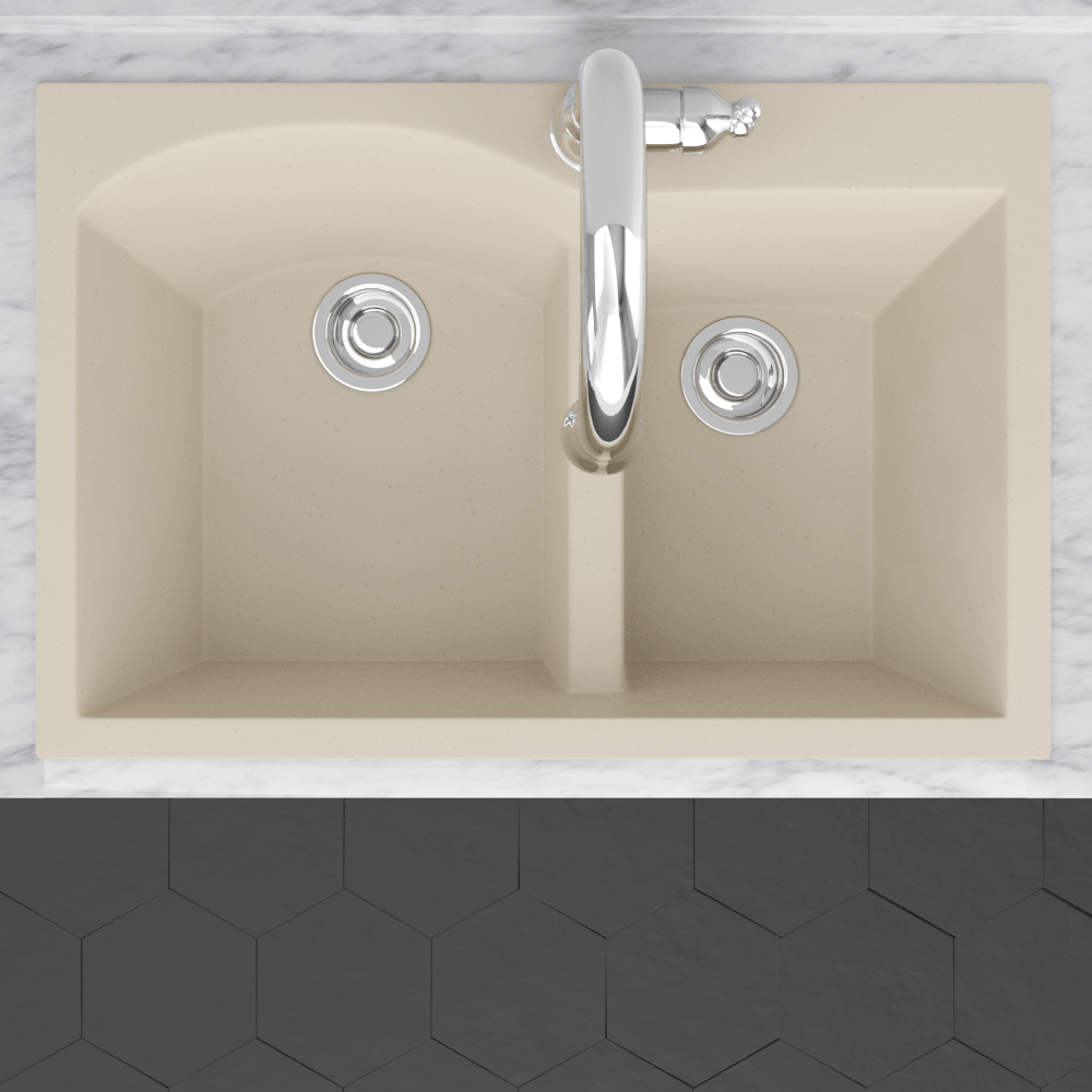 33" Bysen 60/40 Offset Double-Bowl  Granite Composite Sink - Beige