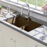 33" Bysen 60/40 Offset Double-Bowl  Granite Composite Sink - Brown