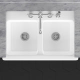 33" Colina Cast Iron Double-Bowl Farmhouse Sink