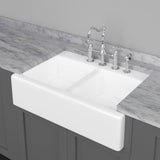 33" Colina Cast Iron Double-Bowl Farmhouse Sink