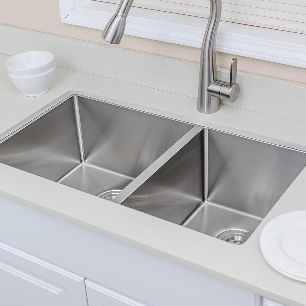 33" Dannemora Stainless Steel Double-Bowl Undermount Sink