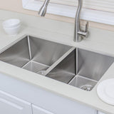 33" Dannemora Stainless Steel Double-Bowl Undermount Sink