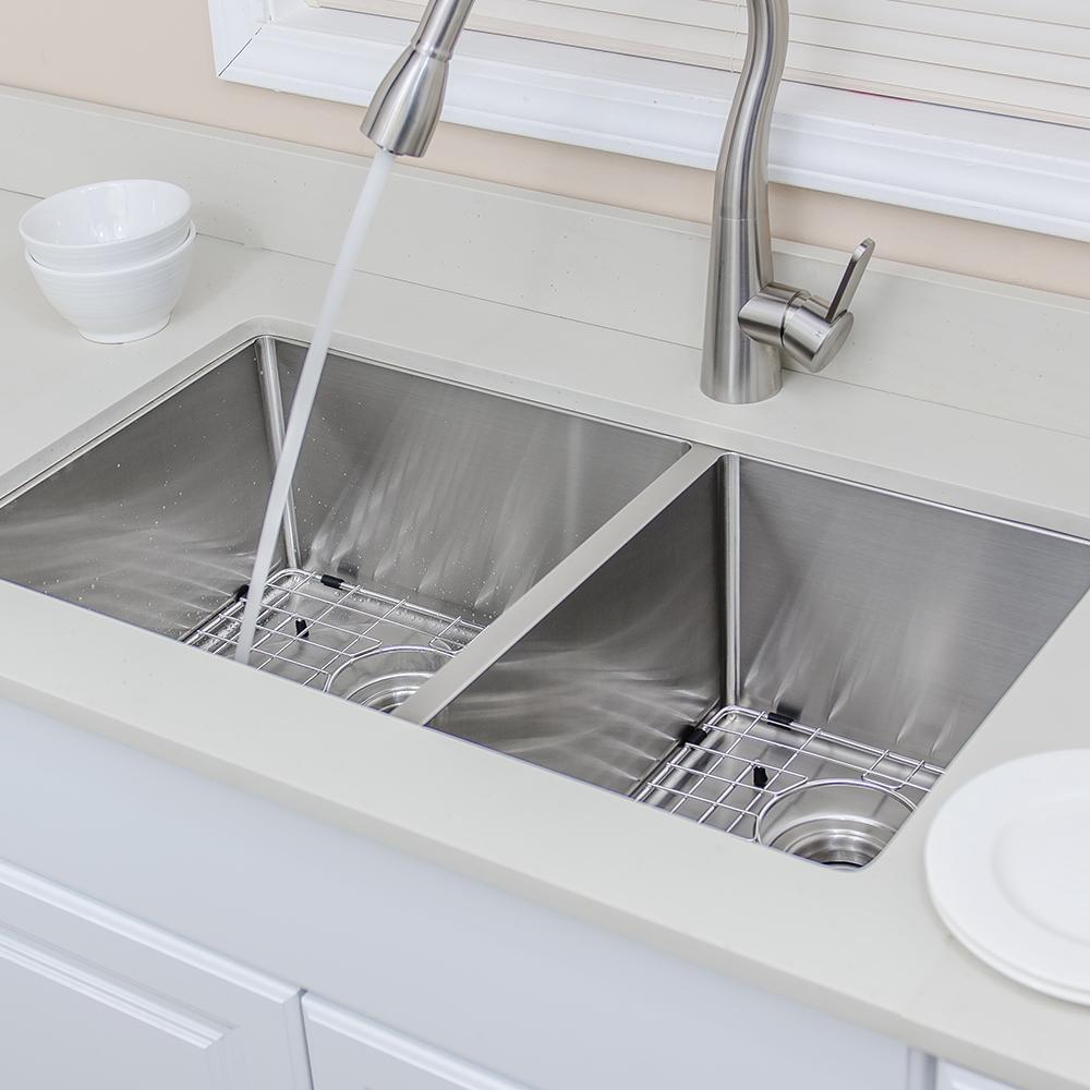 33" Dannemora Stainless Steel Double-Bowl Undermount Sink