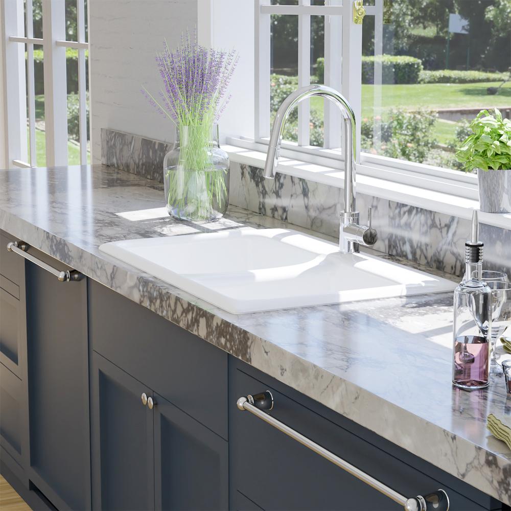 33" Della Cast Iron Double-Bowl Drop-In Kitchen Sink