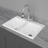 33" Della Cast Iron Double-Bowl Drop-In Kitchen Sink