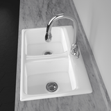 33" Della Cast Iron Double-Bowl Drop-In Kitchen Sink