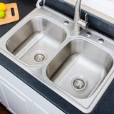 33" Farpesta Stainless Steel Double-Bowl Drop-In Sink