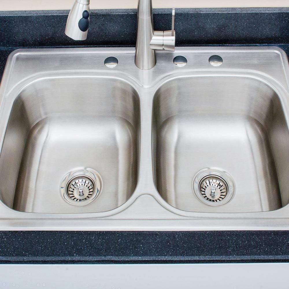 33" Farpesta Stainless Steel Double-Bowl Drop-In Sink