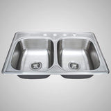 33" Farpesta Stainless Steel Double-Bowl Drop-In Sink
