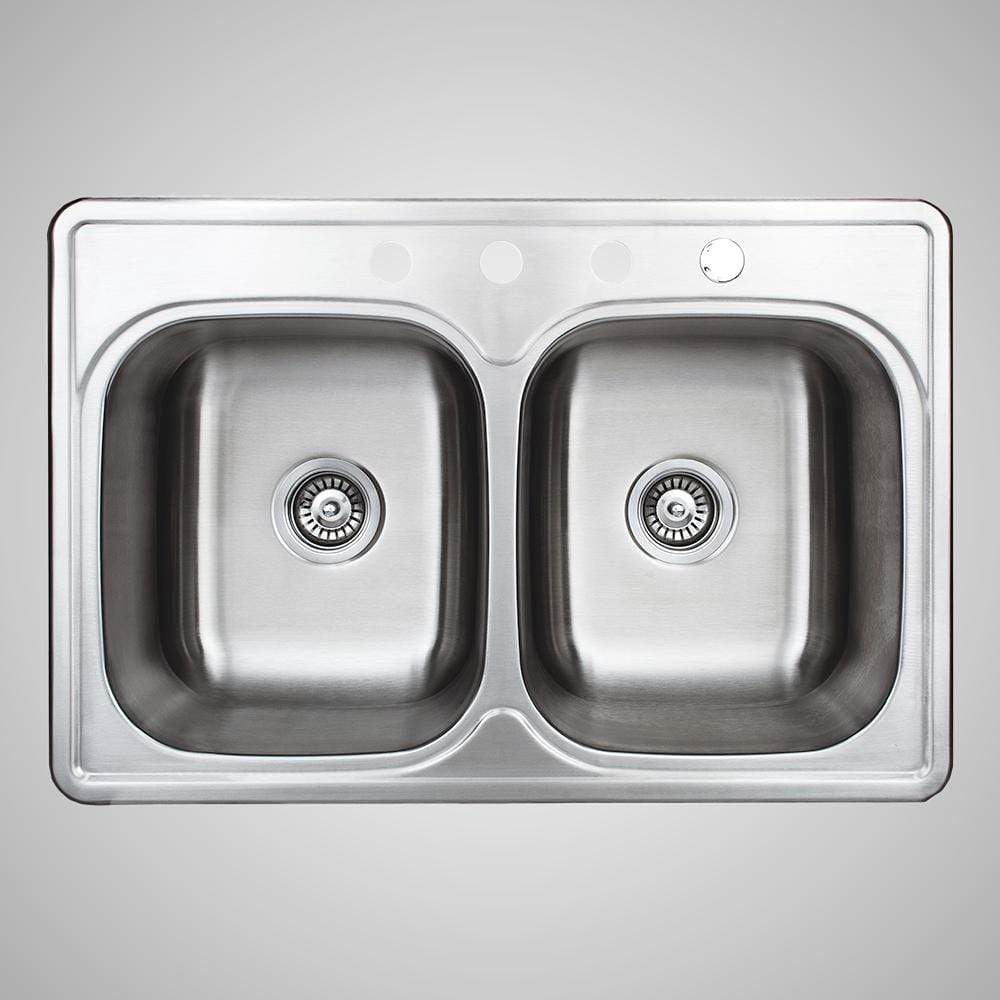 33" Farpesta Stainless Steel Double-Bowl Drop-In Sink