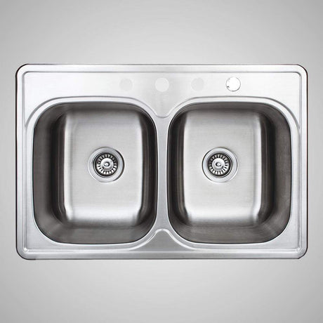 33" Farpesta Stainless Steel Double-Bowl Drop-In Sink