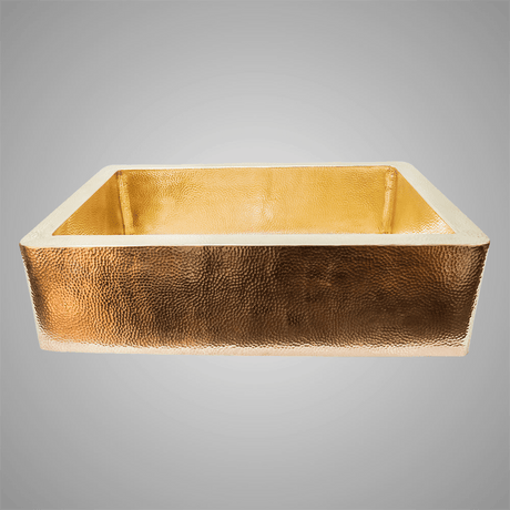 33" Feppensarz Hammered Brass Single-Bowl Farmhouse Sink