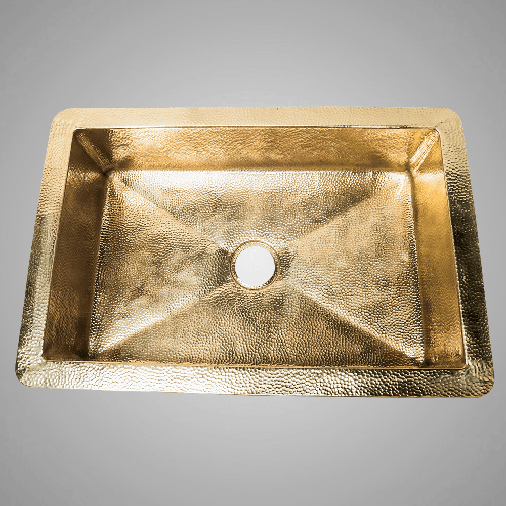 33" Feppensarz Hammered Brass Single-Bowl Farmhouse Sink