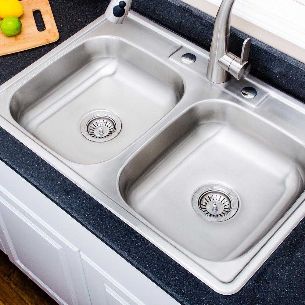 33" Massena Stainless Steel Double-Bowl Drop-In Sink