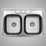 33" Massena Stainless Steel Double-Bowl Drop-In Sink