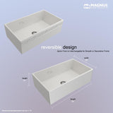 33" Ponca Fireclay Smooth Apron Single-Bowl Farmhouse Sink with Top Lip