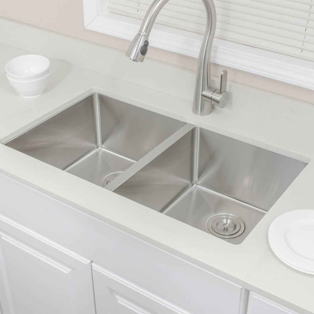 33" Rowe Stainless Steel Double-Bowl Undermount Sink