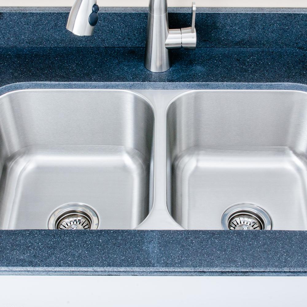 33" Sebec Stainless Steel Double-Bowl Undermount Sink