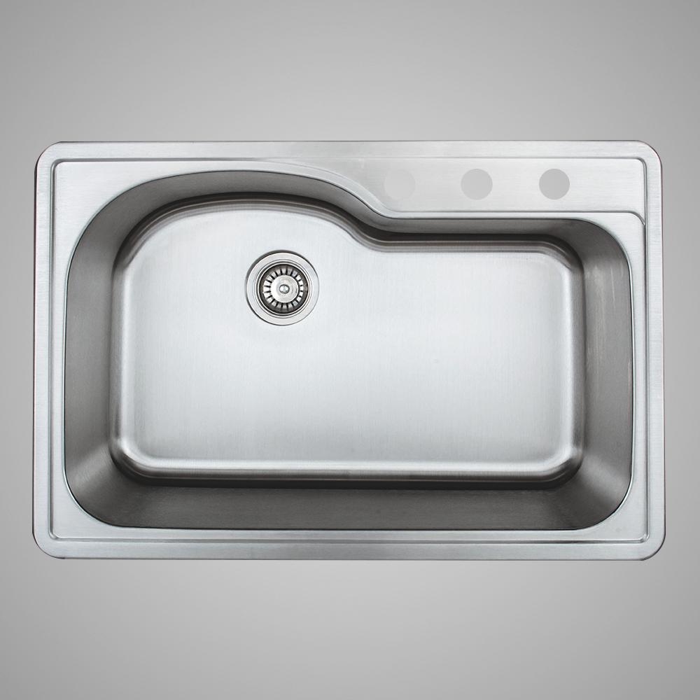 33" Sebec Stainless Steel Single-Bowl Drop-In Sink