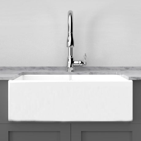 33" Umber Handcrafted Fireclay Double-Bowl Smooth Apron Farmhouse B-Grade Sink - White