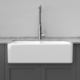 33" Umber Handcrafted Fireclay Double-Bowl Smooth Apron Farmhouse Sink - White