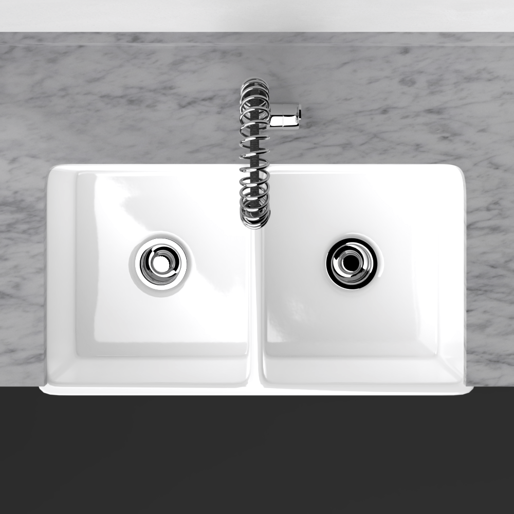 33" Umber Handcrafted Fireclay Double-Bowl Smooth Apron Farmhouse Sink - White