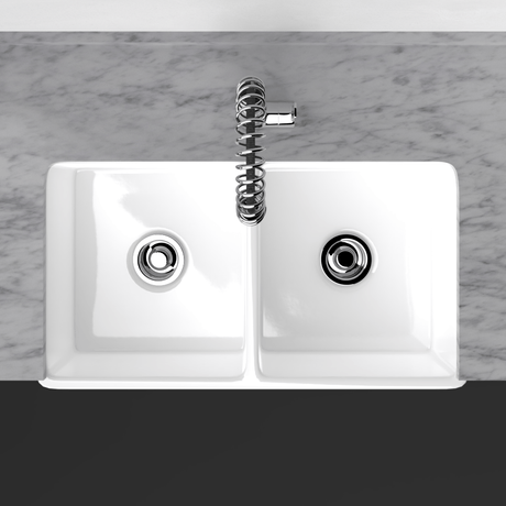 33" Umber Handcrafted Fireclay Double-Bowl Smooth Apron Farmhouse Sink - White